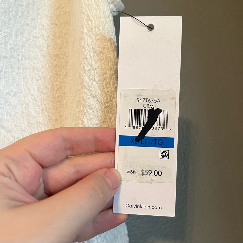 NWT Calvin Klein Sz XL White Suit Sleeveless Mock-neck Textured Blouse Top R $59 - Picture 3 of 10